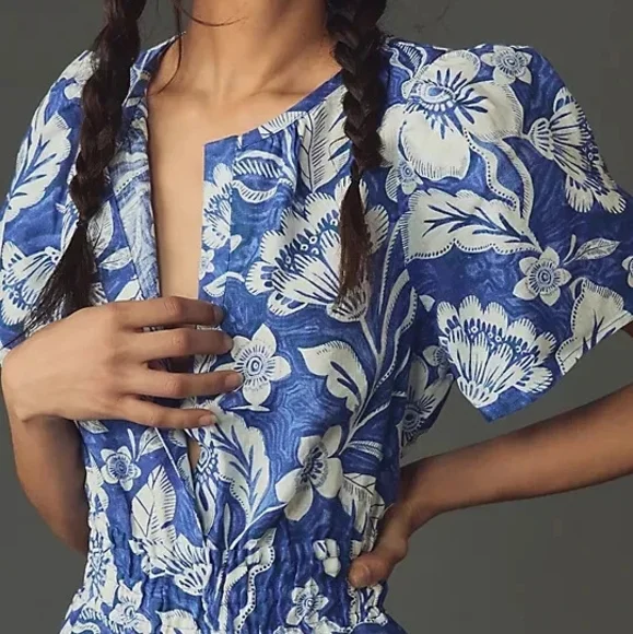 OPEN TO OFFERS Anthropologie The Somerset Wide Leg Linen Jumpsuit Size XS - Picture 3 of 4